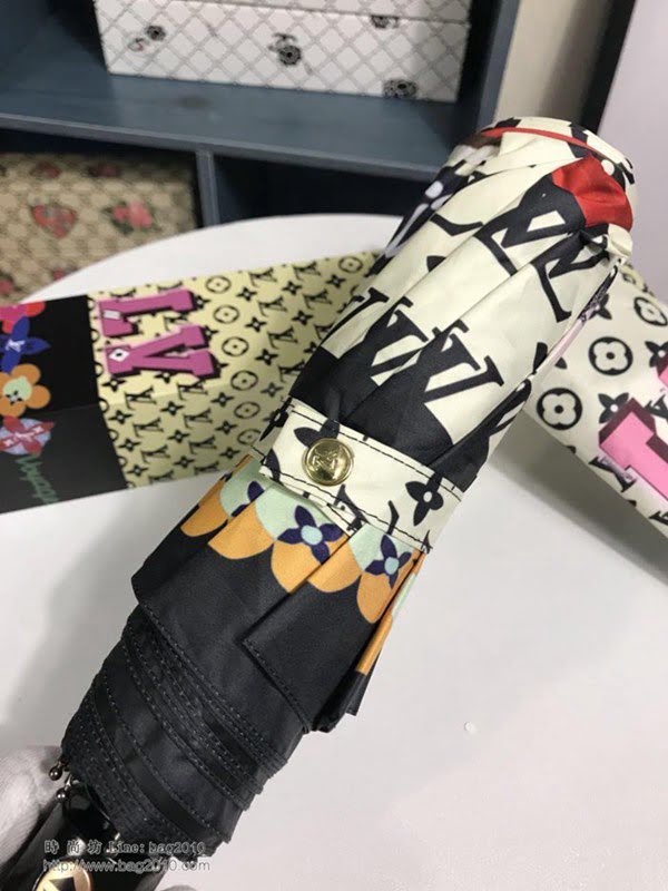 LV路易威登傘 最新爆款 專櫃夏季新款 全自動折疊晴雨傘 防曬隔熱 防紫外線  zm1084